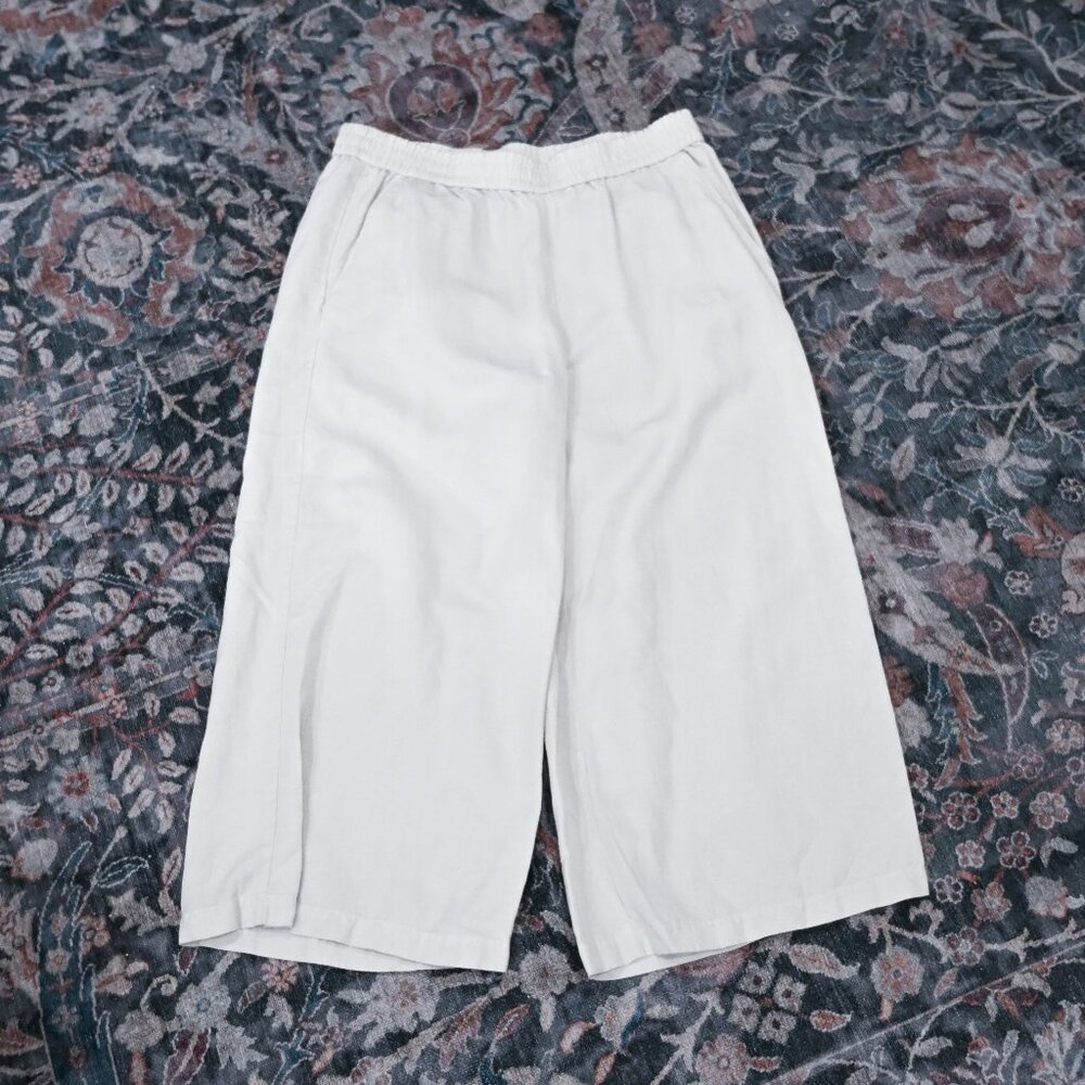 EILEEN FISHER Oatmeal Soft Twill Wide Leg Pant Easy Fit Crop Size Medium